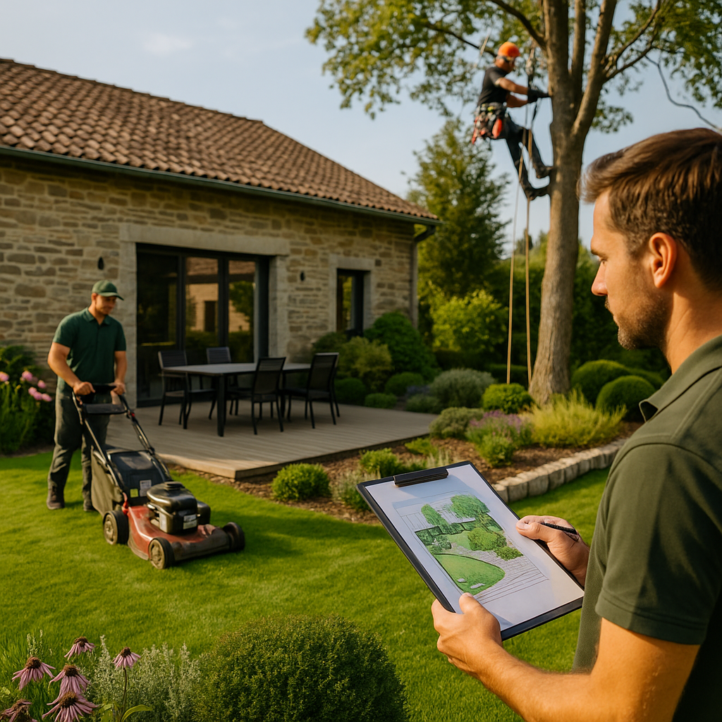 « terrasse bois Rochefort », « entretien jardin Rochefort tonte et taille », « abattage arbre Rochefort sécurisé », « terrasse Hotton pierre naturelle »